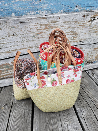 Fabric-Lined Woven Handbag