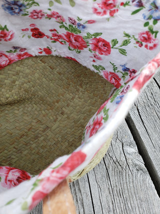 Fabric-Lined Woven Handbag