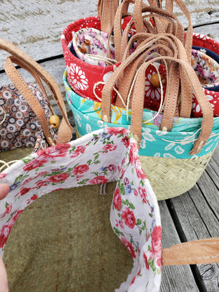 Fabric-Lined Woven Handbag