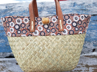 Fabric-Lined Woven Handbag