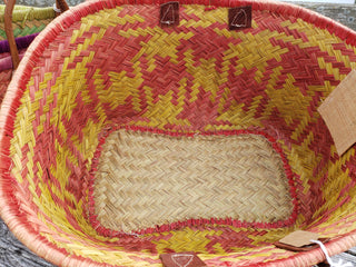 Woven Basket with Leather Handles (Assorted)