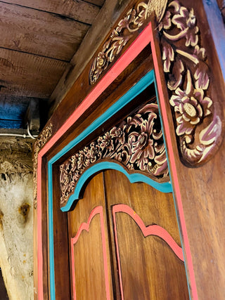Hand carved & painted door frame and doors